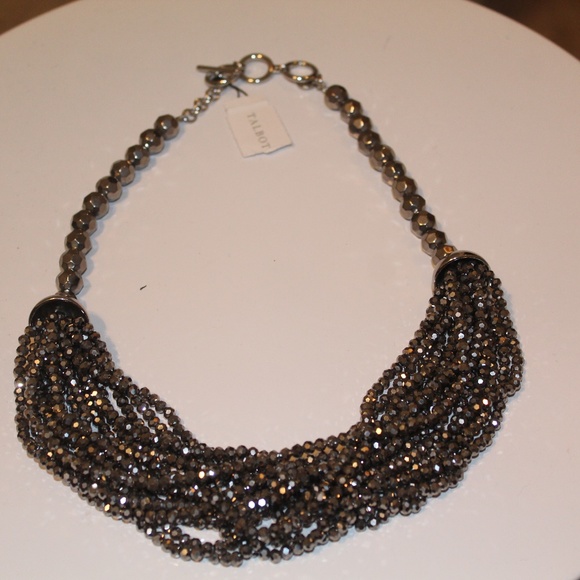 NWT - Talbots Shiny Gunmetal Statement Necklace - Picture 2 of 8